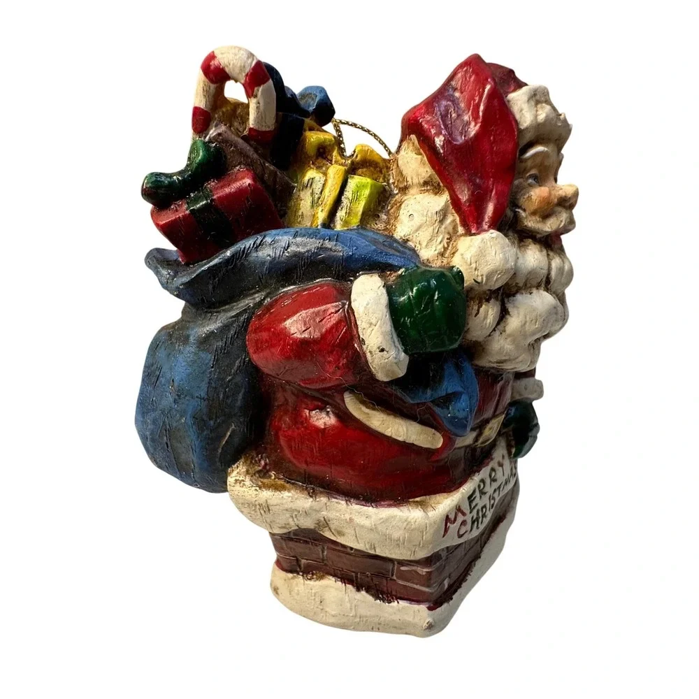 Vintage Santa Merry Christmas Chimney Resin Christmas Tree Ornament‎